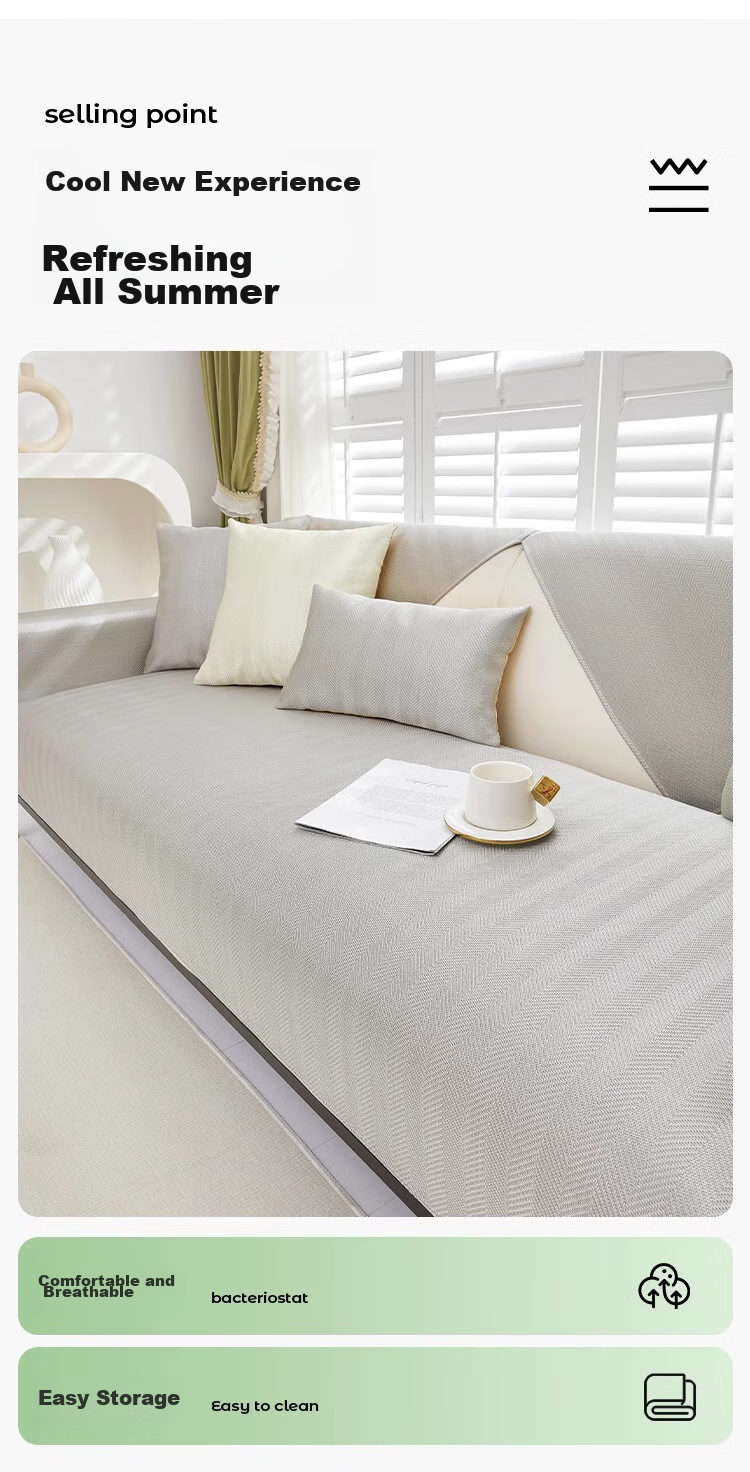 AVIVI Ice Silk Sofa Cushion, Summer Cooling Mat, Sofa Cover, Armrest Cover, Sofa Towel, 90*90 Cengning 3