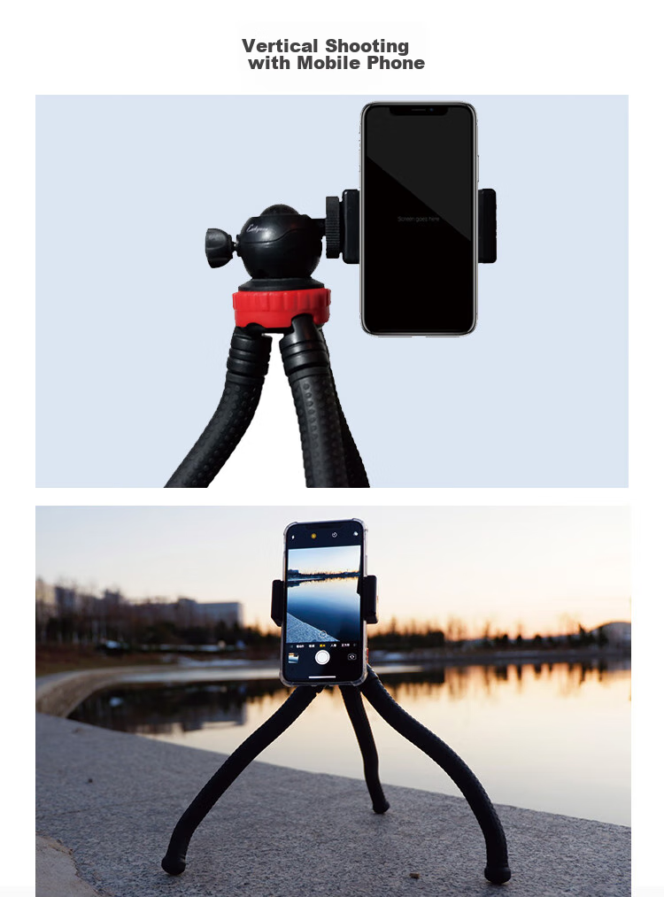 Earlymen EM-123 Octopus Desktop Tripod, Vlog Short Video Host Desktop Stand, Phone Selfie Stand, Portable Versatile with Phone Clamp + Remote Control 17