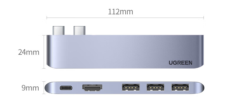 UGREEN Type-C Expansion Dock, Direct Plug-In Expansion Dock for Apple MacBook Pro/Air, Compatible with M3/M4 Chip Laptops, Thunderbolt 4/5 Converter, USB 3.0 Card Reader, C Port 23