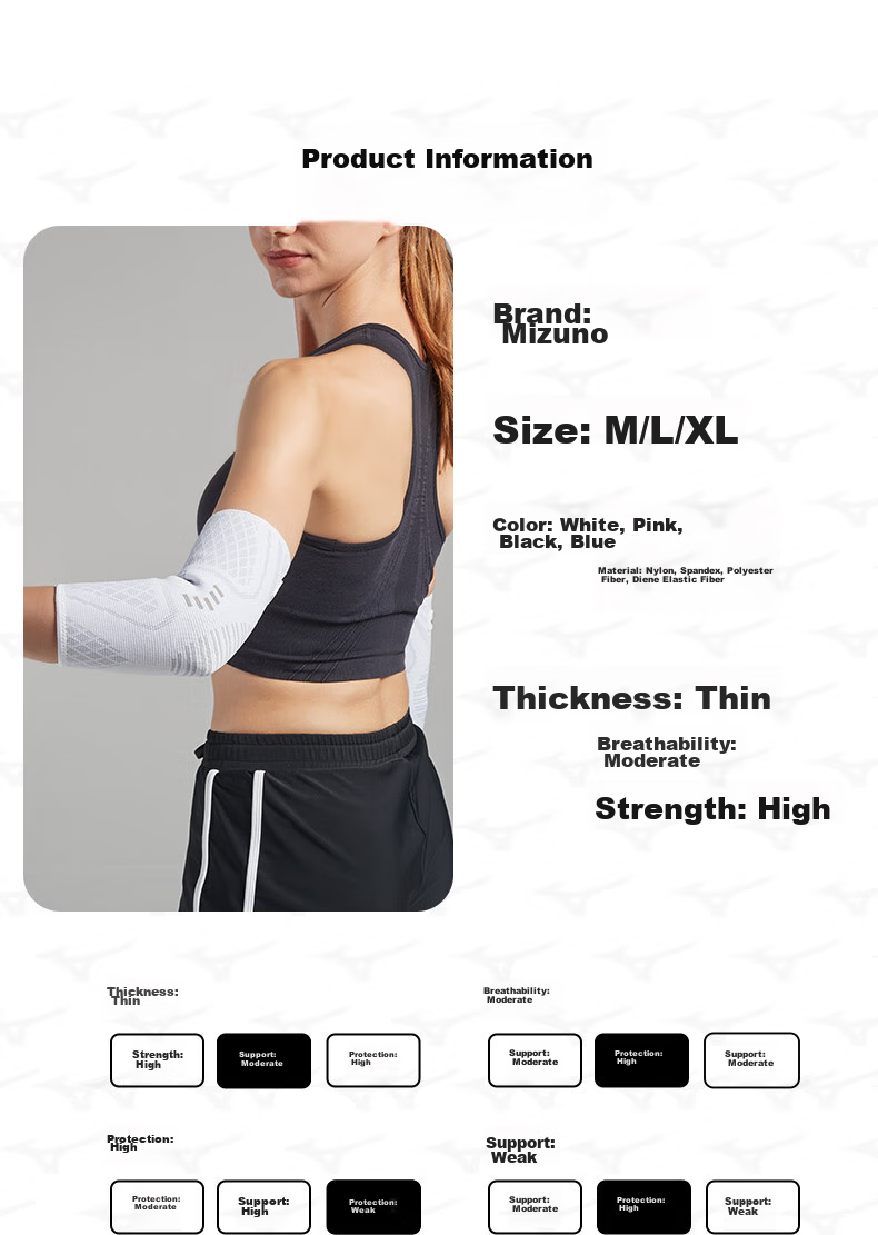 MIZUNO Elbow Guards for Men And Women, Sports Basketball Running Warmth Elbow Joint Protection Tennis Badminton Protective Gear, 2531 White, Two Pieces 2