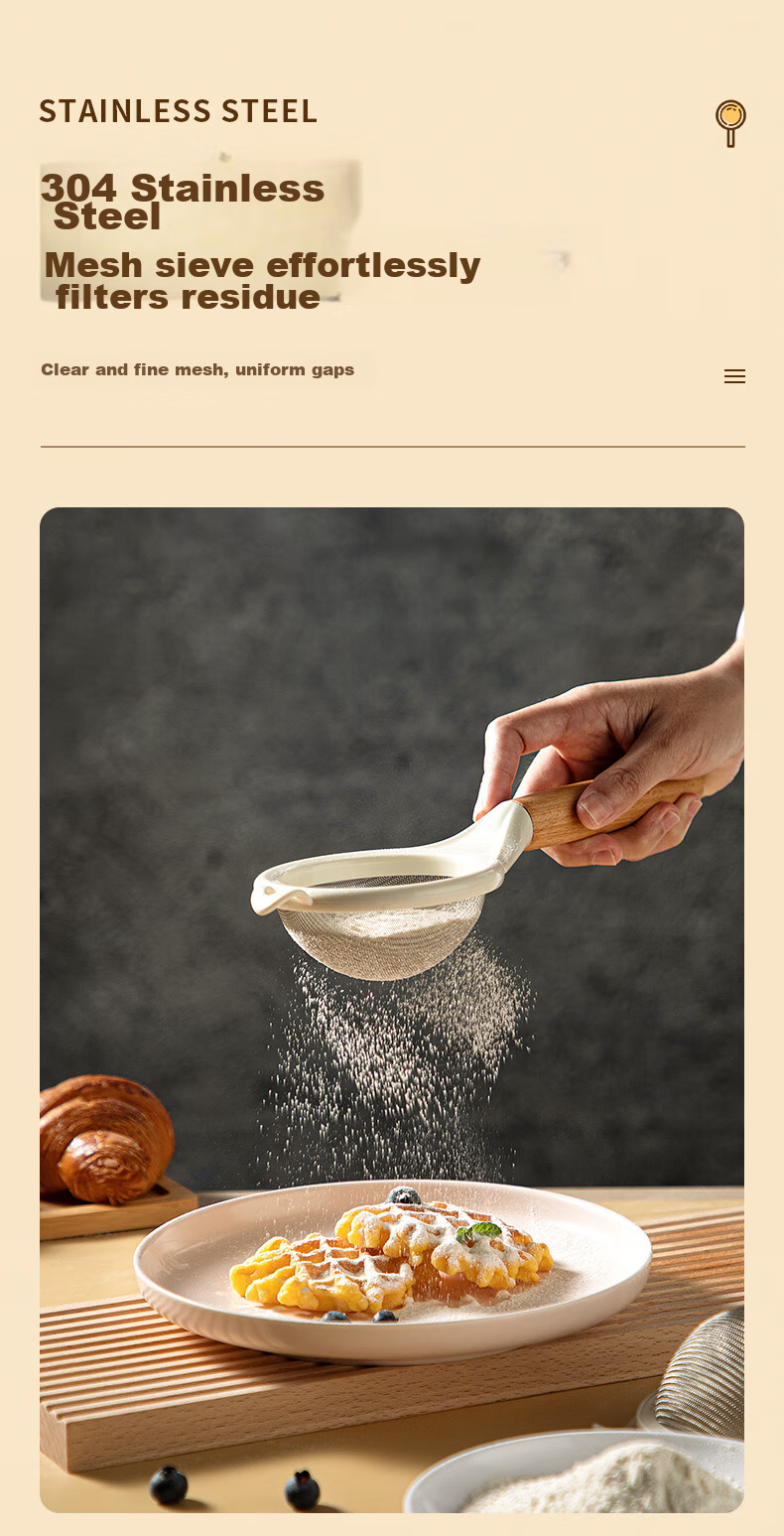 COOKSS Baby Food Preparation Tools, Strainer Mesh, Soy Milk Filter, Egg Tart Liquid Stainless Steel Filter, for Home Baking 11