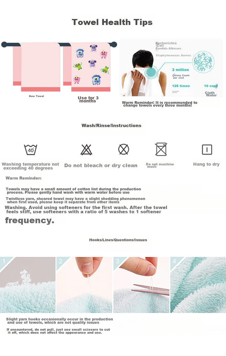Grace Towel Home Textiles Class A Pure Cotton Plain Face Towels Thickened Satin Edge Soft Face Towels Pack of Ten 90g/piece Sports 5