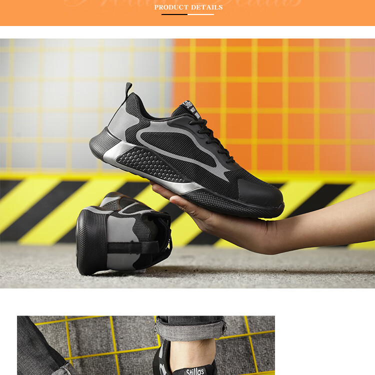 LAOGUANJIA Men's Safety Shoes, Breathable Steel Toe, Anti-Smashing, Puncture-Resistant Work Functional Safety Shoes, Comfortable And Lightweight LA203 Size 44 12