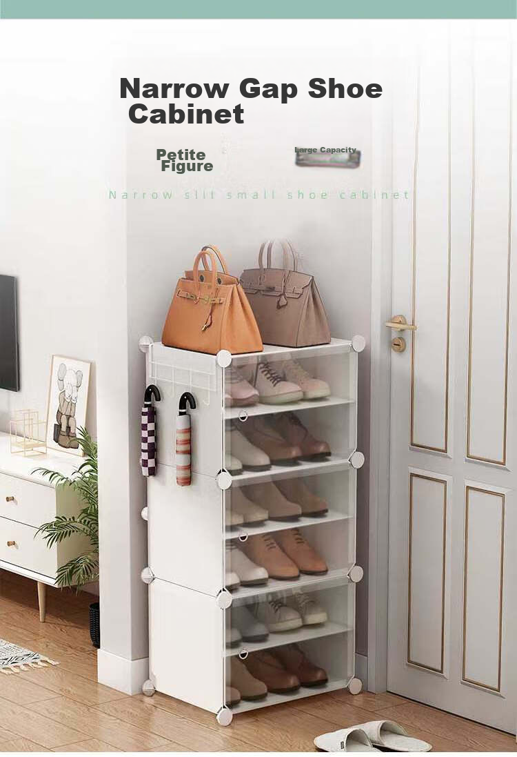 Anerya Ultra-Thin Shoe Cabinet, Entryway Simple Shoe Rack, Multi-Layer Dustproof Storage Shelf, Resin Assembly Cabinet, Single Column Six Layers 1