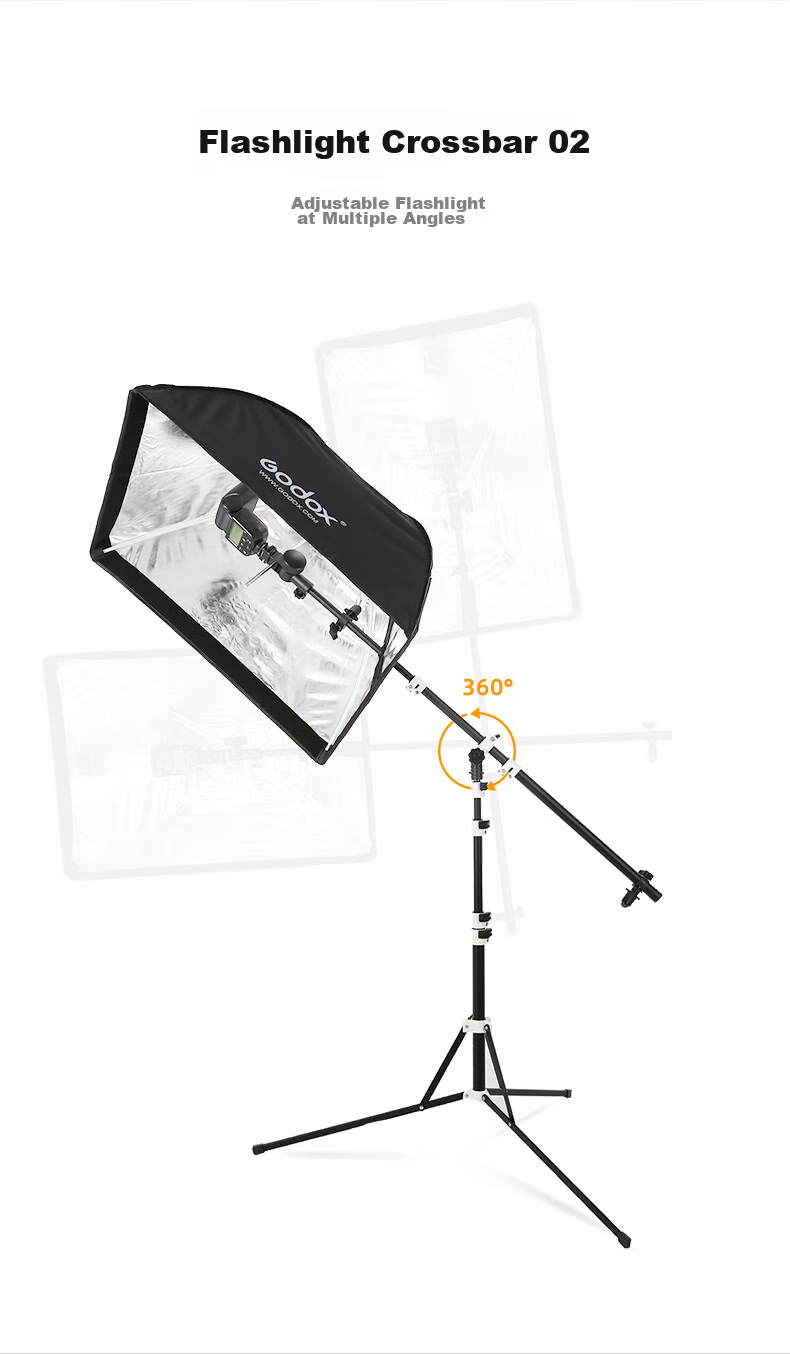 AMBITFUL Reflector Fixed Bracket Crossbar Clamp, Reflector Softbox, Adjustable Angle Slanted Arm Metal Bracket, Photography Studio Accessory Reflector Clamp AL-2 Black And White Crossbar 6