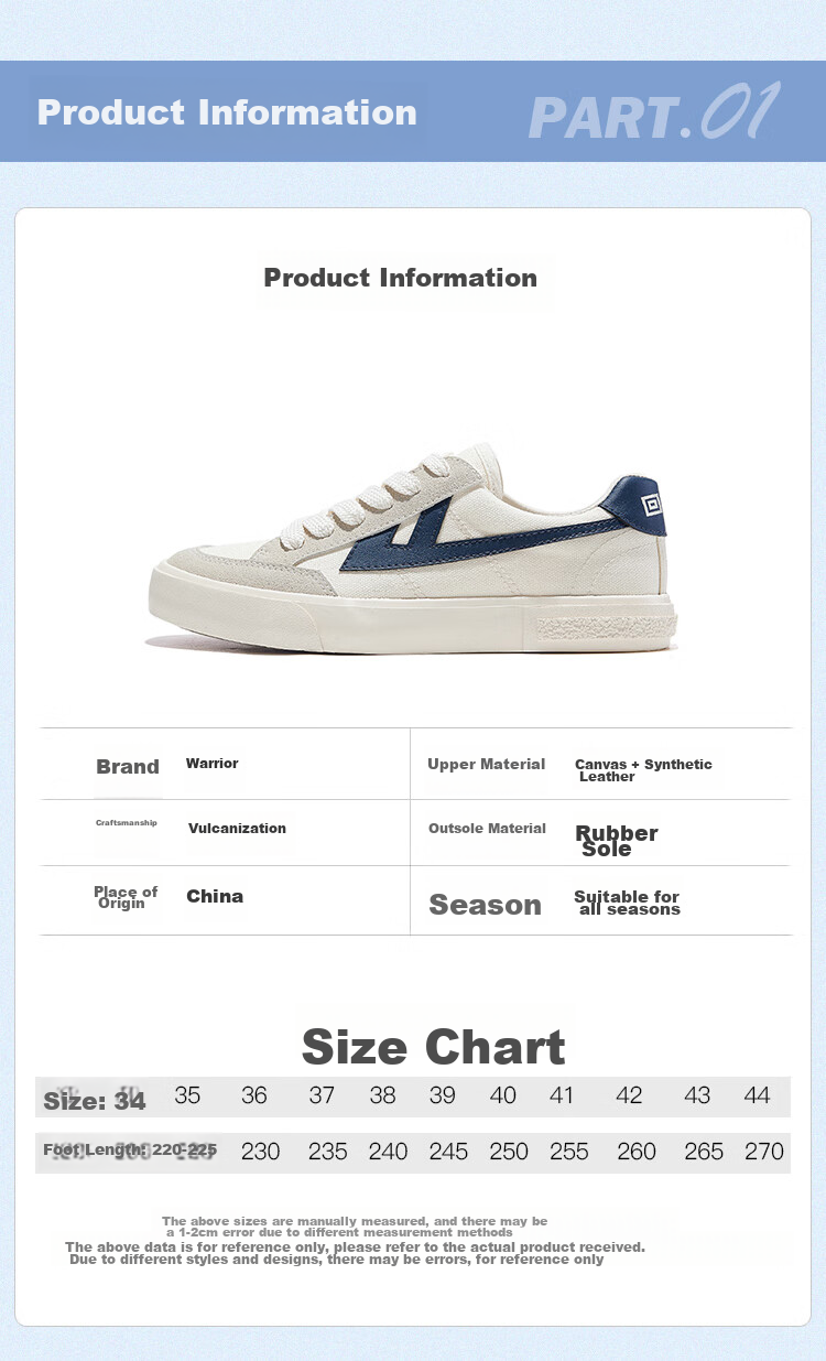 Warrior Spring And Autumn Canvas Shoes, Trendy Couple Style, Sports Casual Sneakers, KGH749T, Black And White, Size 36 3