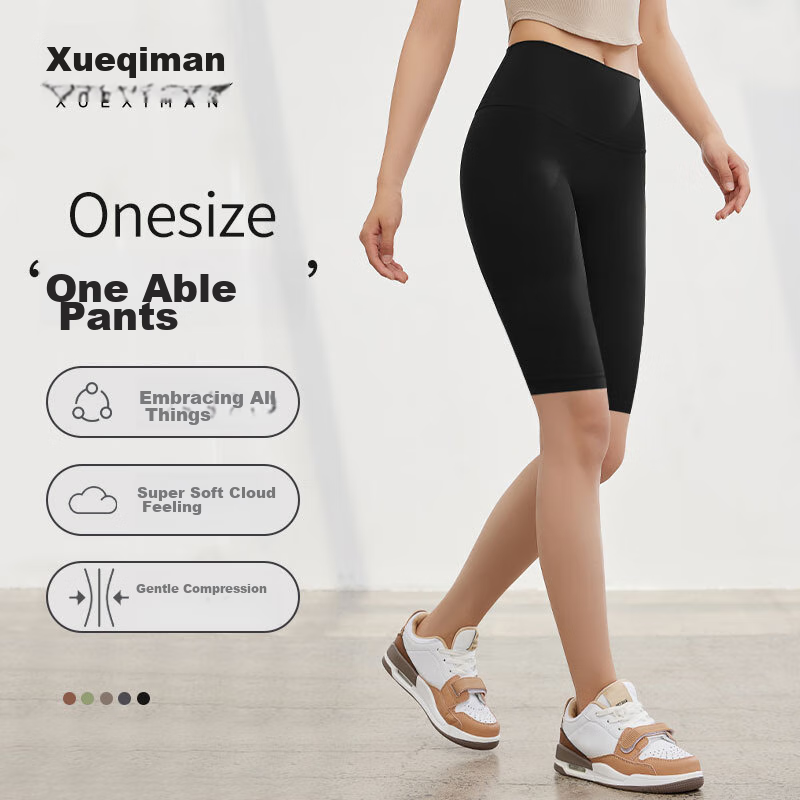 XUEXIMAN Yoga Pants for Women, One-Size High-Waisted Bike Shorts, Butt-Lifting Yoga Leggings, Tight-Fitting Sports Fitness Shorts for Outdoor Wear