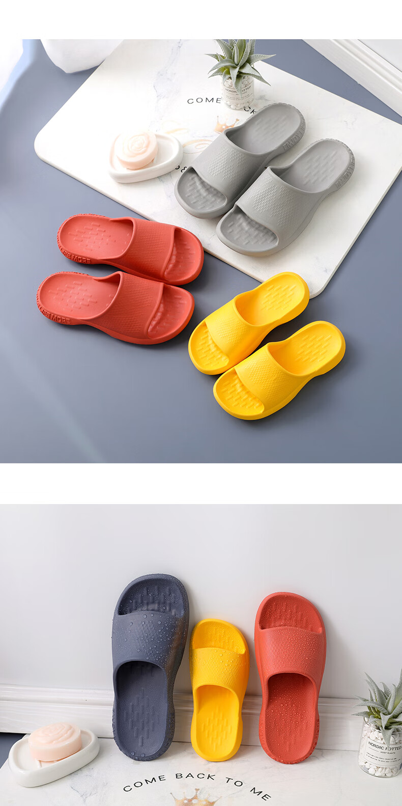 GUOLUOFEI Thick-Soled Couple Slippers, Bathroom Shower Sandals, Summer Non-Slip Home Shoes for Men And Women, Avocado Green, Size 39-40 8