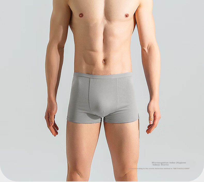 Briars Disposable Men's Underwear, Sterile Pure Cotton, Travel-Friendly, No-Wash Shorts, Double-Layer, 4-Pack, Boxer Briefs for Men, Gray, Size 4XL 3