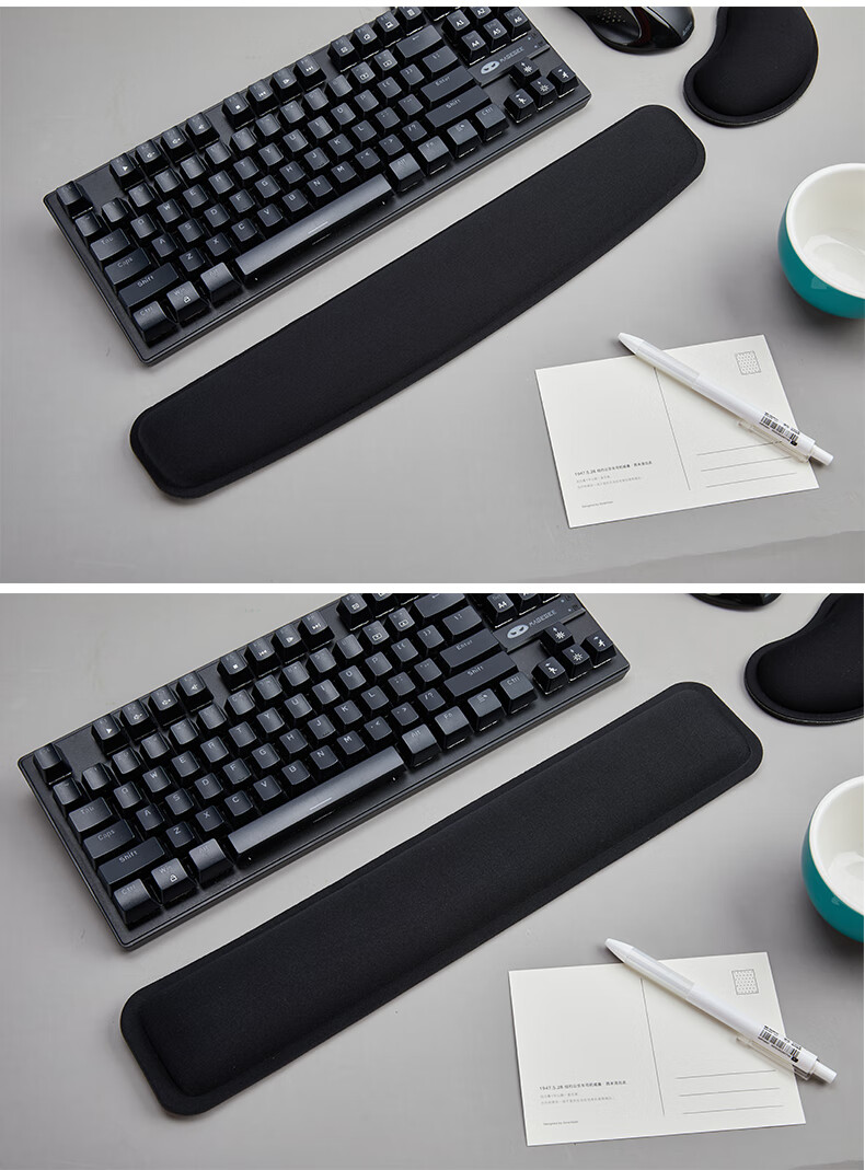 CAPERE Keyboard Wrist Rest, Slow Rebound Large Hand Support Wrist Pad, Comfortable Computer Office Wrist Cushion, Black H221, 420x85x25mm 8