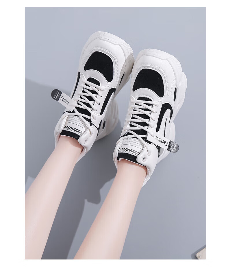 PLAYBOY Women's Shoes, Winter Fleece-Lined Dad Shoes, Warm Cotton Shoes, Height-Increasing Sneakers for Women, 1534M, Black, Size 36 14