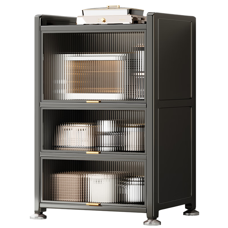Jiabangshou Kitchen Utensil Storage Rack, Floor-Standing Multi-Tier Organizer Cabinet, Microwave Oven Storage Cabinet, Multifunctional Storage Cabinet, 4 Layers, 80cm