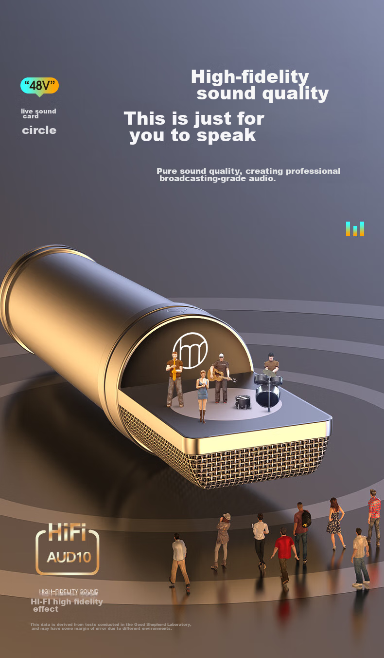 Haomuren Sound Card Kit, Live Streaming Equipment Set, Mobile Phone Karaoke Special, for TikTok Live Streamers, Professional Singing Device, Recording Microphone, Fill Light, External Sound Card for Computer, Microphone 12