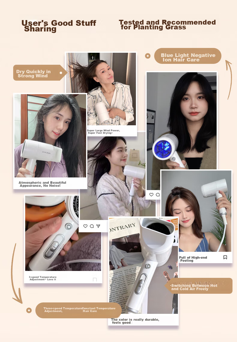 AUX Hair Dryer, Home Use, Negative Ion Blue Light Hair Protection, Non-Damaging Electric Blower, 1800W High Power Quick-Drying Hair Dryer, Portable Dorm Hair Dryer 3