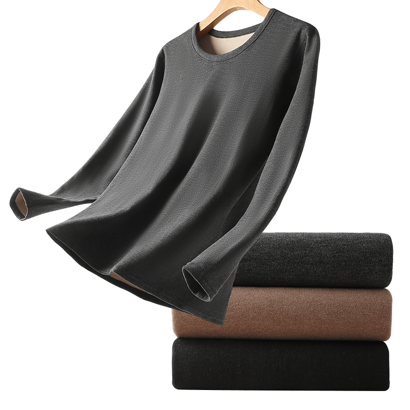 LangSha Thermal Underwear Men's Set, Fleece-Lined Thickened Autumn Winter Cashmere Anti-Static Large Size Antibacterial Thermal Top And Bottom