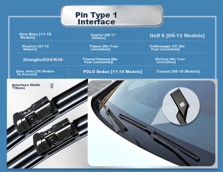 Aoye Windshield Wipers Suitable for Volkswagen Bora 2011-2018 / POLO Sedan 2011-2013, Frameless Design, 1 Pair Set, 22 + 19 Inches 12