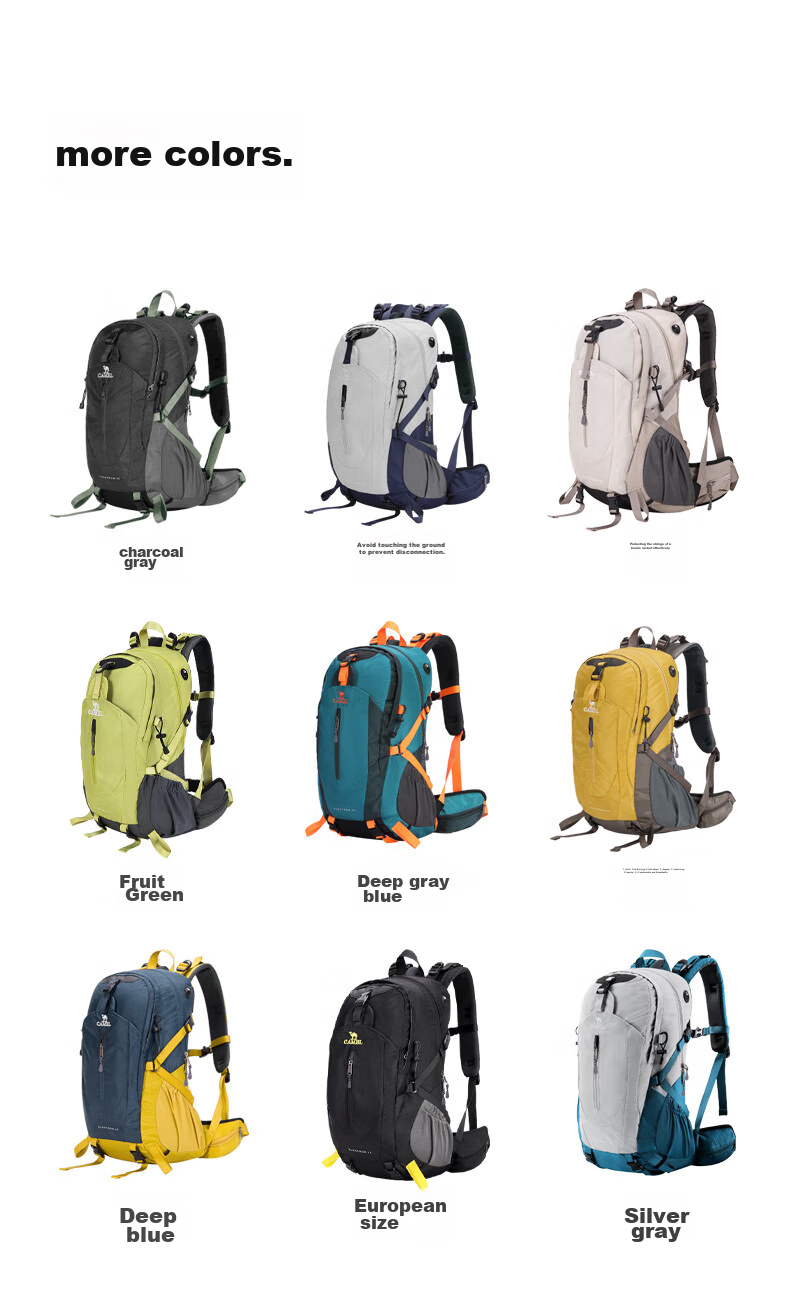 CAMEL [Shanshi] Outdoor Lightweight Hiking Backpack, Large Capacity Professional Trekking Waterproof Travel Backpack, Silver Gray 14