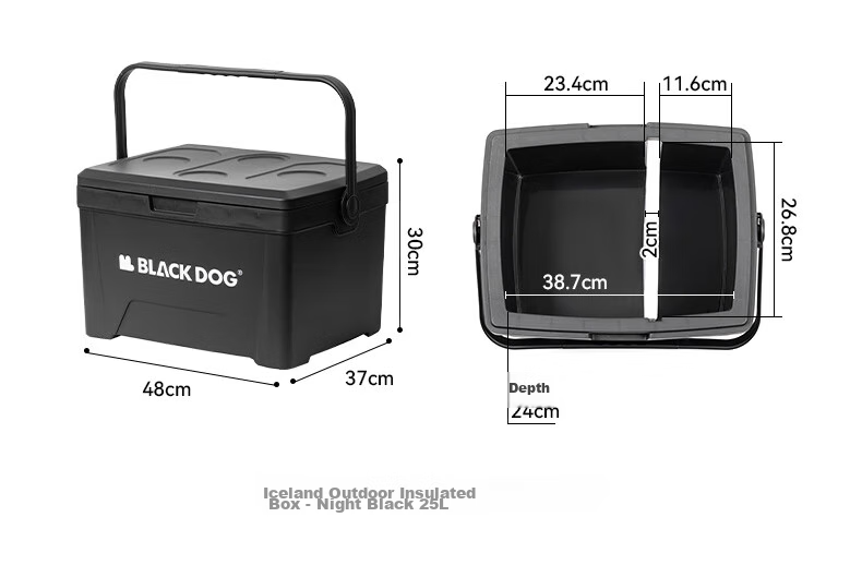 Black Dog Outdoor Cooler Box for Camping, Picnic, Cold Storage, Food Preservation, Takeout And Fishing, 25L Night Black 38