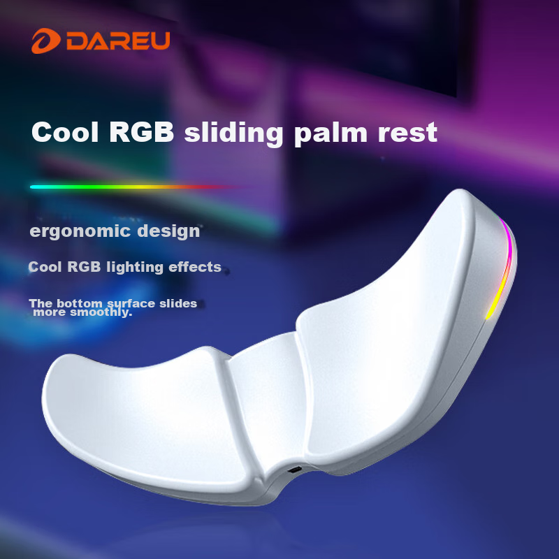 DAREU PE-X1 Keyboard And Mouse RGB Sliding Palm Rest Wrist Pad, 99*39.5*16.5mm, E-Sports Gaming Wrist Guard Mouse Pad, White, Without Fear of Contract