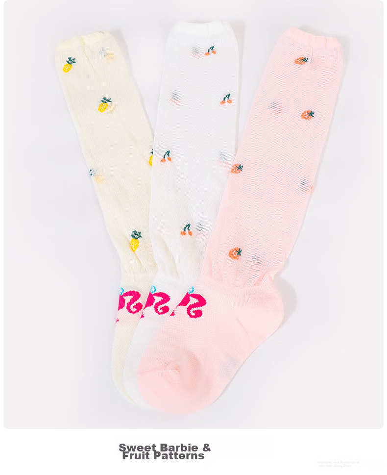 Barbie Children's Mid-Calf Socks, Girls' Over-Knee Thin Summer Cotton High Tube Socks, Student Baby Long Socks 16