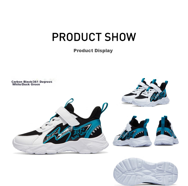 361° Children's Shoes, Boys' Shoes, Summer 2026, Lightweight And Bouncy Toddler Playful Casual Shoes for Kids, Blue, Size 30 36