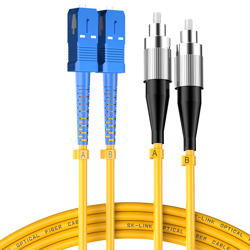SK-LINK Fiber Optic Patch Cable, SC-FC Telecom-Grade Single-Mode Dual-Core FC-SC Gigabit/10Gbps UPC Fiber Optic Pigtail, Low Smoke Zero Halogen, SK-TXSM 1 Meter