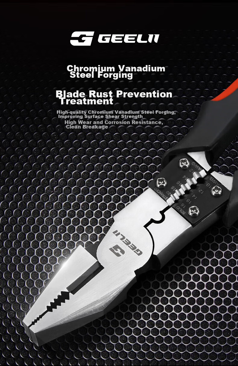 GeeLii 9-Inch Diagonal Cutting Pliers, Multi-Functional Pliers, Wire Stripping Pliers, Side-Cutting Pliers, Wire Cutting Pliers, Electrician's Scissors, Diagonal Pliers 65061 16