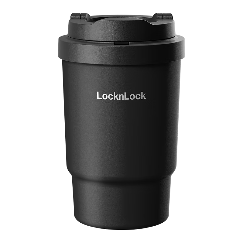 LOCK&LOCK Energetic Ceramic Coated Insulated Coffee Mug, Portable Water Cup for Men And Women, 400ML, Black, LHC3340BLK