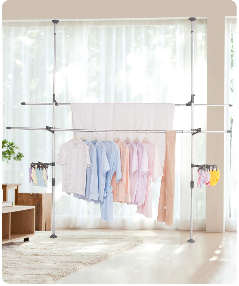 Baoyouni Floor-Standing Clothes Drying Rack, Extendable Stainless Steel Clothes Hanger for Bay Windows And Windowsills 12