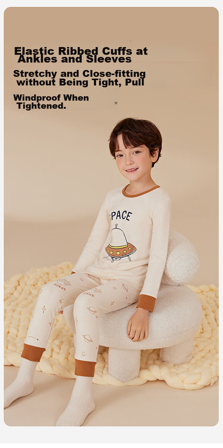 Dingguagua Children's Autumn Underwear Set, Boys' Pure Cotton Base Layer, Thin Style for Older Children, Cotton Sweater, Colorful Cotton, 6120, Size 120 11
