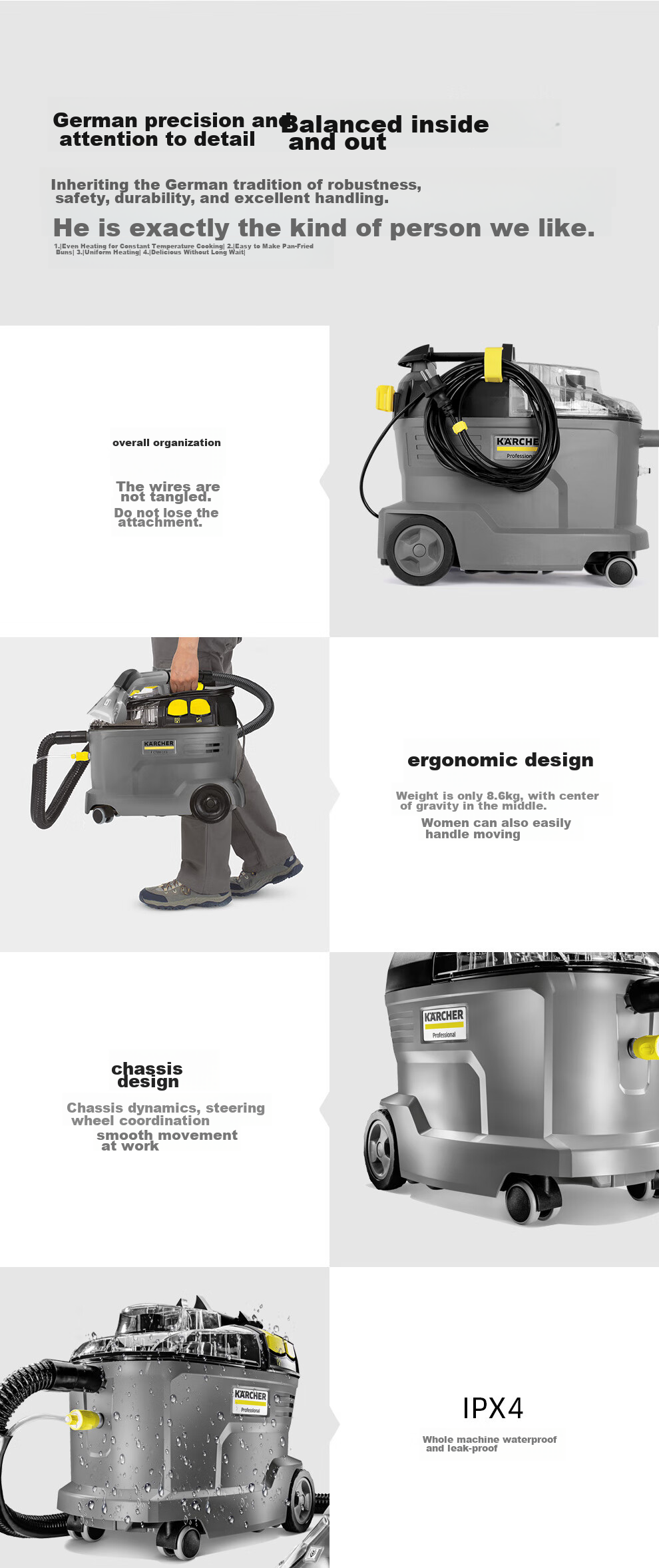 KARCHER German Fabric Sofa Cleaning Machine, High Suction Power Carpet Multi-Functional Cleaner, Car Seat Cleaning for Commercial Use, Original Imported Puzzi8/1 13