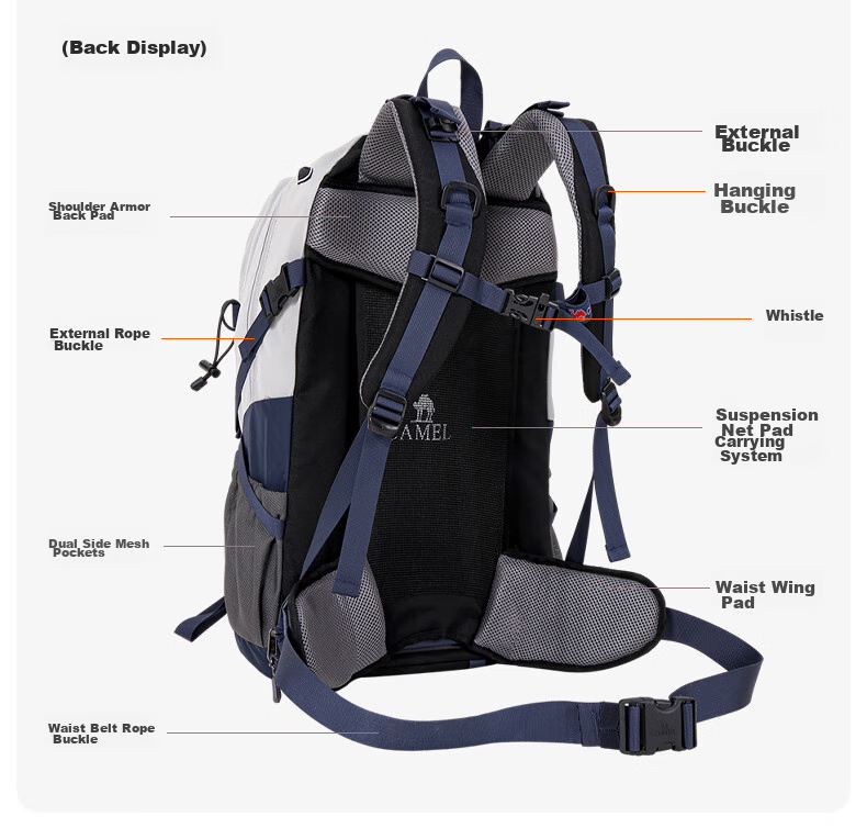 CAMEL Hiking Backpack, Outdoor Backpack, Travel Backpack, Mountaineering Backpack, Trekking Backpack, 2S04001A, Khaki 7