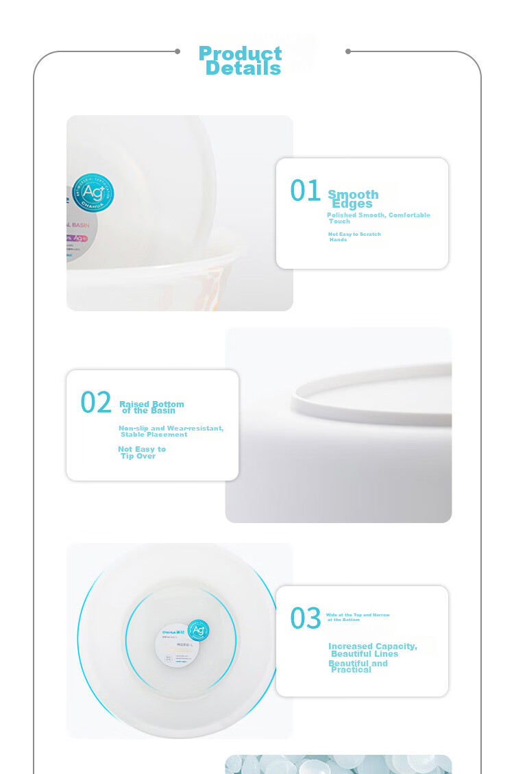 CHAHUA Antibacterial Washbasin, 26.5cm, 1 Piece, Plastic Basin, for Babies And Children, Universal Basin for Washing Clothes And Underwear, Round Basi 4