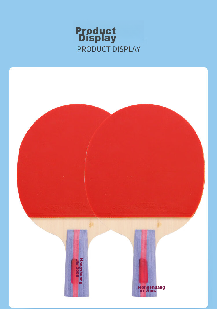 DHS Six-Star Table Tennis Racket Straight Handle R6/H6006 Offensive Double-Sided Reverse Rubber Single Racket with Racket Cover And Table Tennis Ball 8