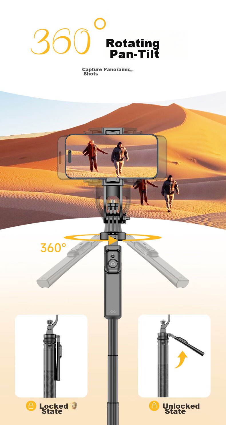 SelfieShow C18 New Ultra-Stable Aluminum Alloy 1.8-Meter Tripod, Selfie Stick with Anti-Shake, 360° Rotation, Handheld Outdoor Travel Live Streaming Photography Tool, Suitable for DJI Pocket 3 8