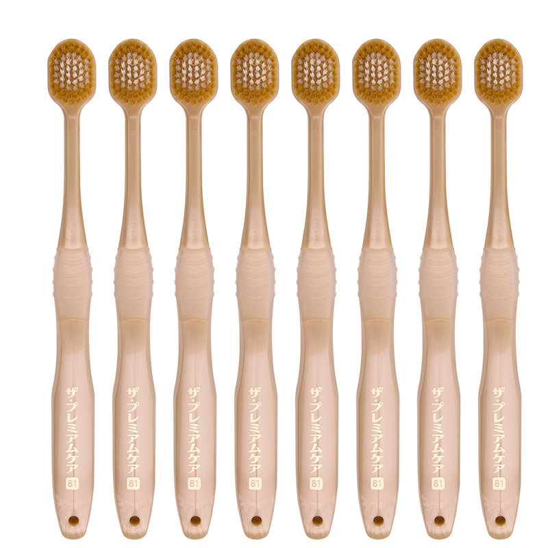 EBISU 65-Hole Wide-Head Adult Soft Bristle Toothbrush with Triple Plant-Based Bristles for Cleaning And Gum Protection, Imported, Pack of 8, Family Size, Random Colors