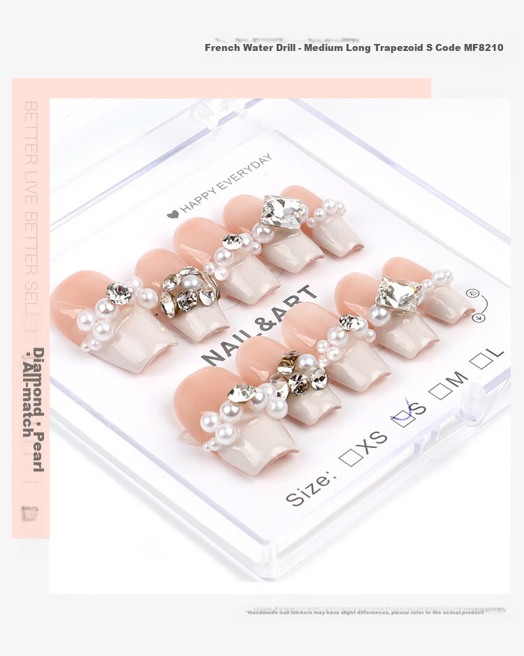 Meifuyu Nail Stickers, Handmade Wearable Nails (Yue Xiaoshan Tea Flower S Size), Long Nail Tips, Gift for Girlfriend, MF8213 8