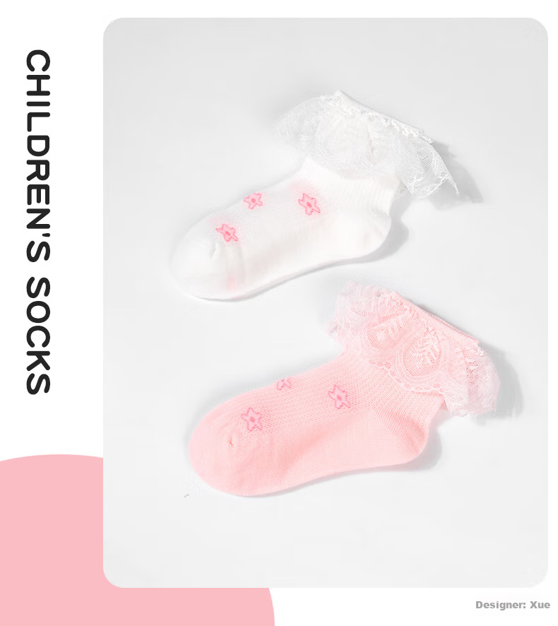 Barbie Girls' Socks, Thin Spring And Autumn Style, Children's Cotton Socks, Cute White Lace Short Socks for Baby Girls, Mesh Socks for Girls 15