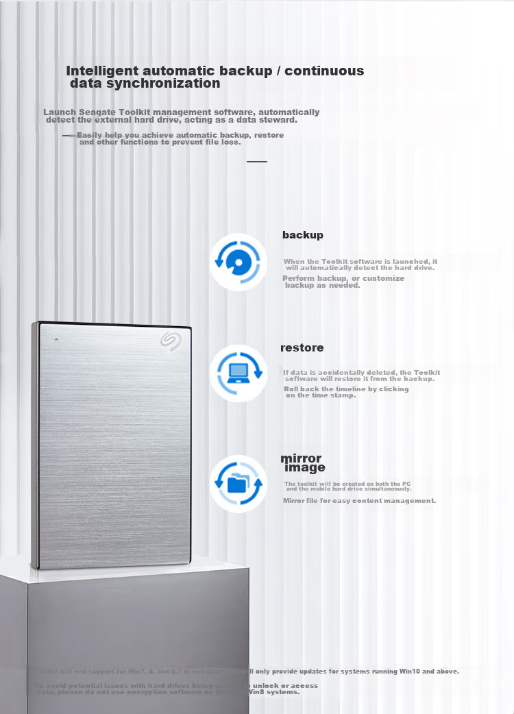 SEAGATE Portable Hard Drive, 5TB Encrypted, USB3.0 High-Speed, SEAGATE Ming 2.5-Inch, Silver, Portable Large-Capacity Mechanical Hard Drive, Privacy Protection, Data Recovery Service 6