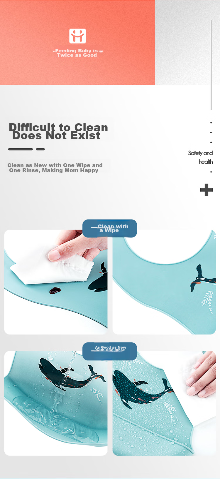HOY BELL Baby Bib, Infant Feeding Bib, Children's Silicone Bib, Waterproof Three-Dimensional Eating Bib, Drool Bib, Blue 5