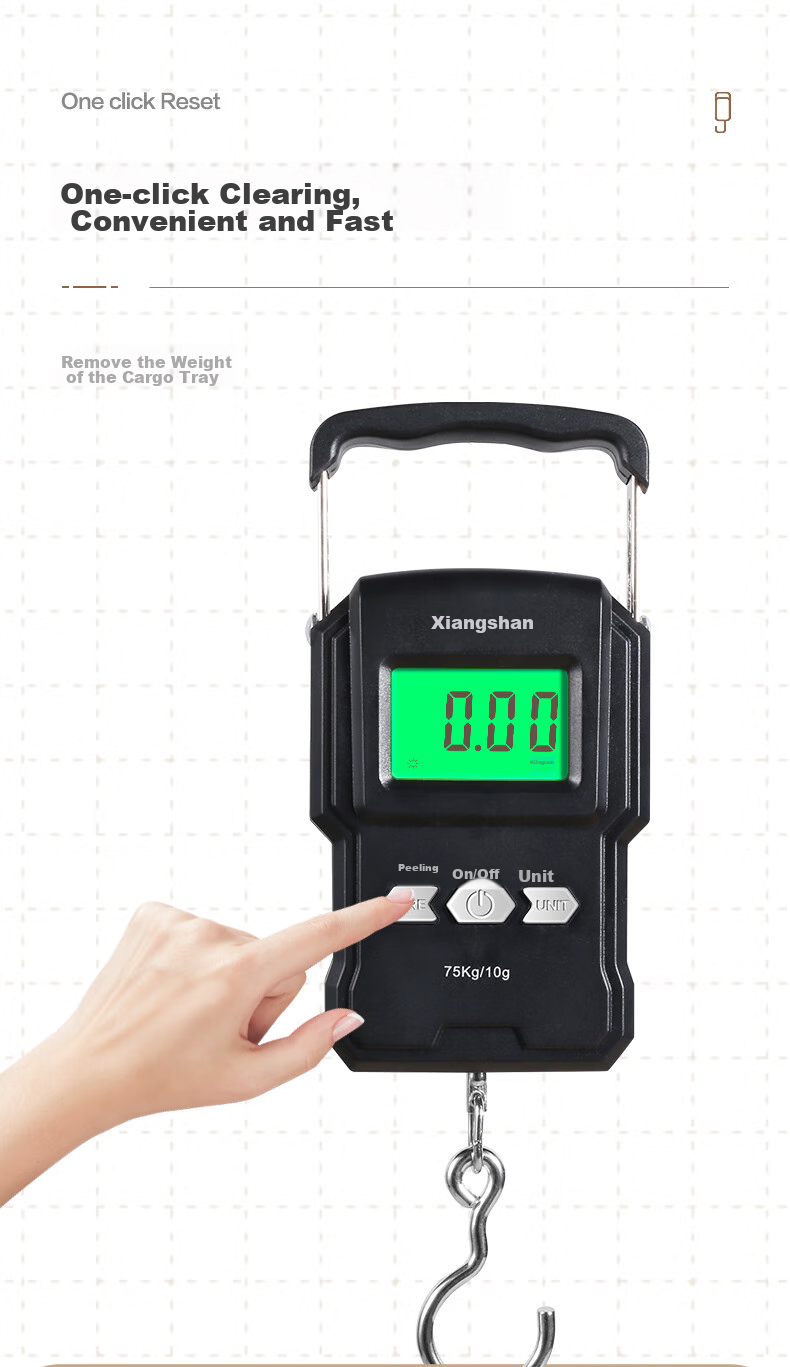 Xiangshan Portable Electronic Scale High-Precision Luggage Scale 60kg Black Type-C Rechargeable 12