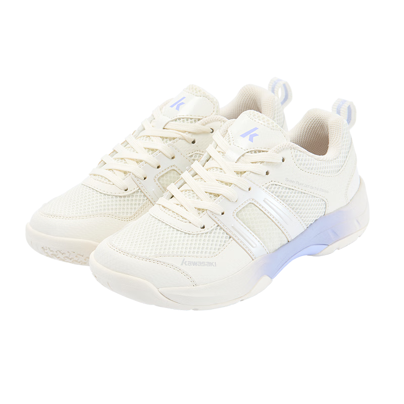 KAWASAKI Badminton Shoes for Men And Women, Shock-Absorbing, Wear-Resistant, Breathable Sports Shoes Puff K-073d Plus Beige Size 35