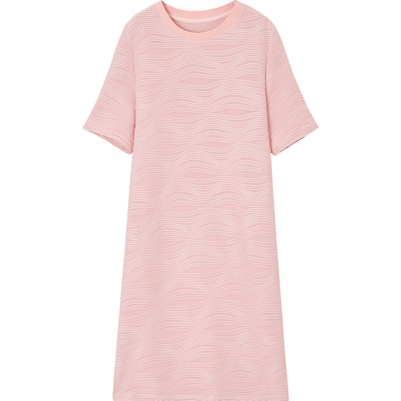Dme [Simple And Elegant] Spring And Autumn Round Neck A-Line Textured Knit Slightly Stretchy Midi Dress for Wome
