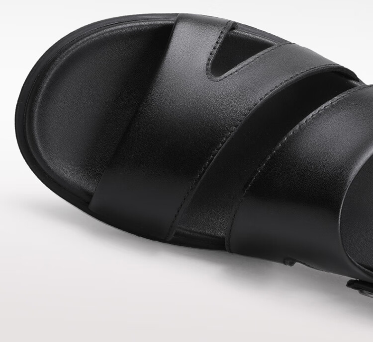 Goldlion Sandals for Men, Breathable Beach Shoes, Casual Outdoor Leather Shoes, 542810036AQF-Black Size 41 9