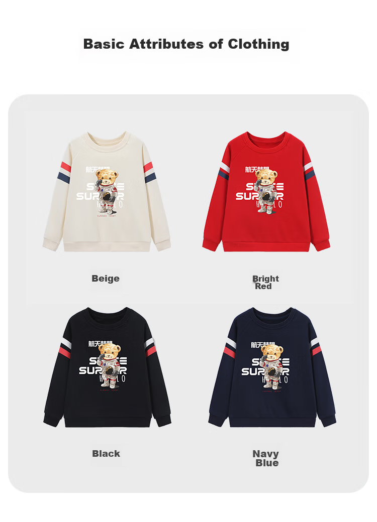 Classic Teddy Children's Sweatshirt, Boys And Girls Round Neck Top, for Older Kids, Autumn Wear, Navy Blue, Size 130 6