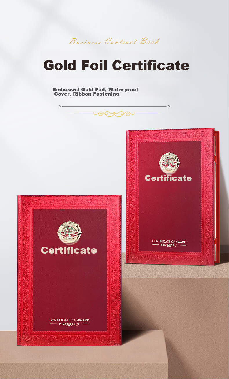 Befon Diploma Certificate Cover, Exquisite Gold-Stamped Honorary Certificate with One Inner Page, Outstanding Employee Student Award Certificate, Office Stationery, 12K Single Book Pack 2624 1