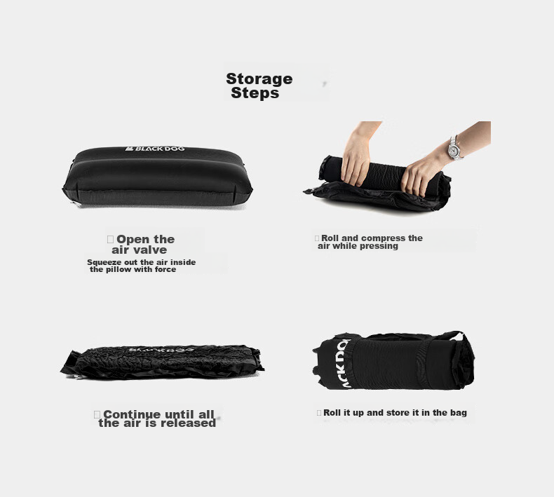 Black Dog 2-in-1 Inflatable Sponge Pillow Camping Air Cushion Lazy Travel Portable Pillow 10