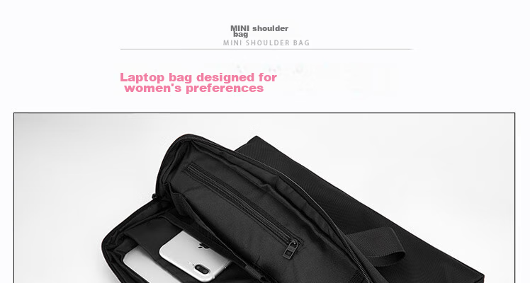 LEXON Shoulder Bag for Women, Laptop Bag with 13.3-Inch Inner Compartment, Fashionable Crossbody Bag, Lightweight Business Briefcase, Black 17