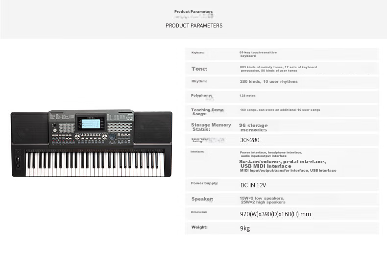 MEDELI MEDELI A850 Electronic Keyboard for Adults And Children, Smart 61-Key Digital Piano for Grading Exams And Performances 11