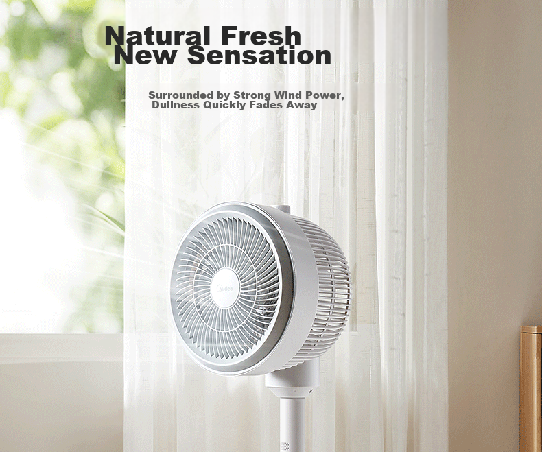 Midea [Storm Circulation] Air Circulator Fan, High Airflow Electric Fan, Floor Fan, Quiet Home Desktop Oscillating Fan, Bedroom Energy-Saving Small Fan, Gentle Wind Light Feather Fan FGA24TQ 4